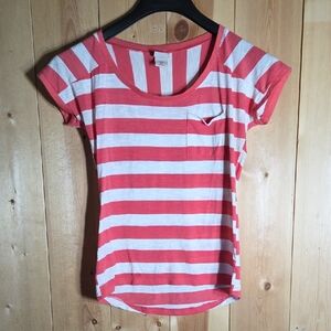 Mossimo Supply Co. Coral and White Striped Tee
